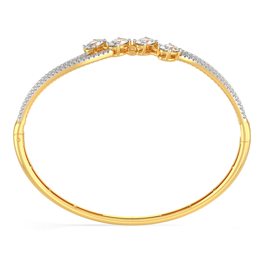 Oval-Cut Diamond Wave Bangle Bracelet