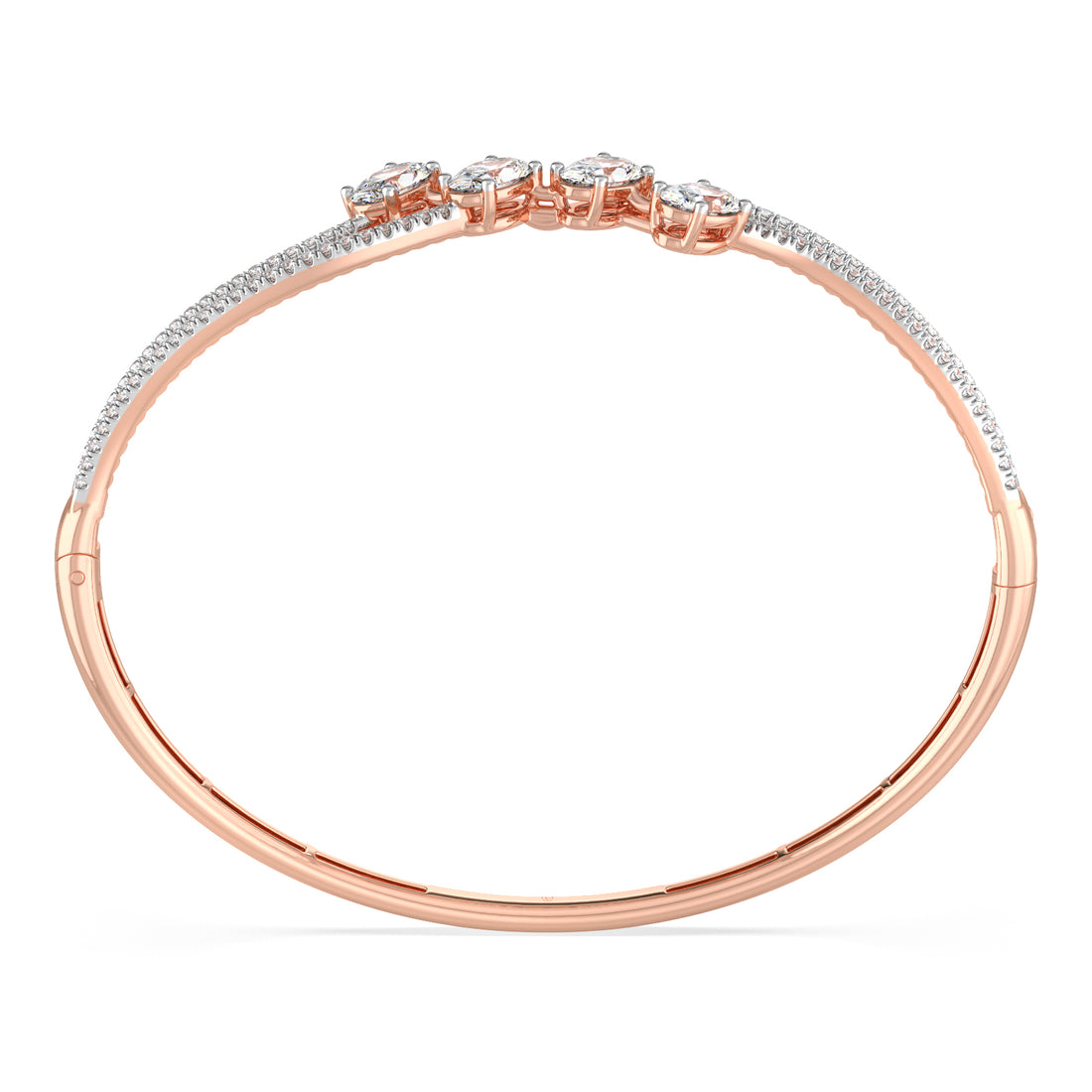 Oval-Cut Diamond Wave Bangle Bracelet