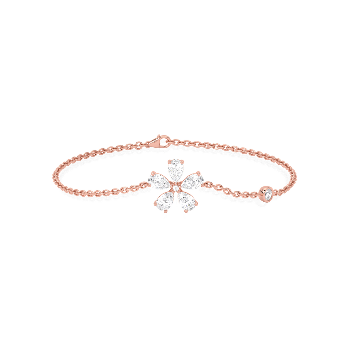 Delicate Floral Round Diamond Bracelet