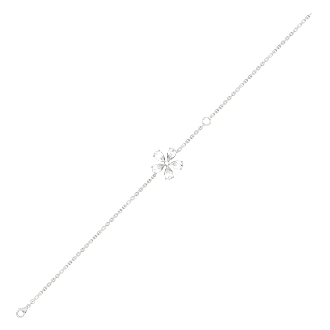 Delicate Floral Round Diamond Bracelet