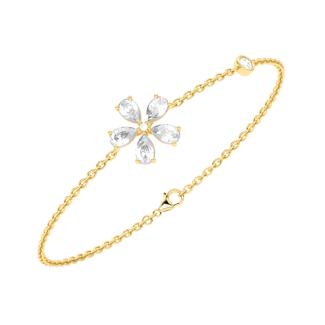 Delicate Floral Round Diamond Bracelet