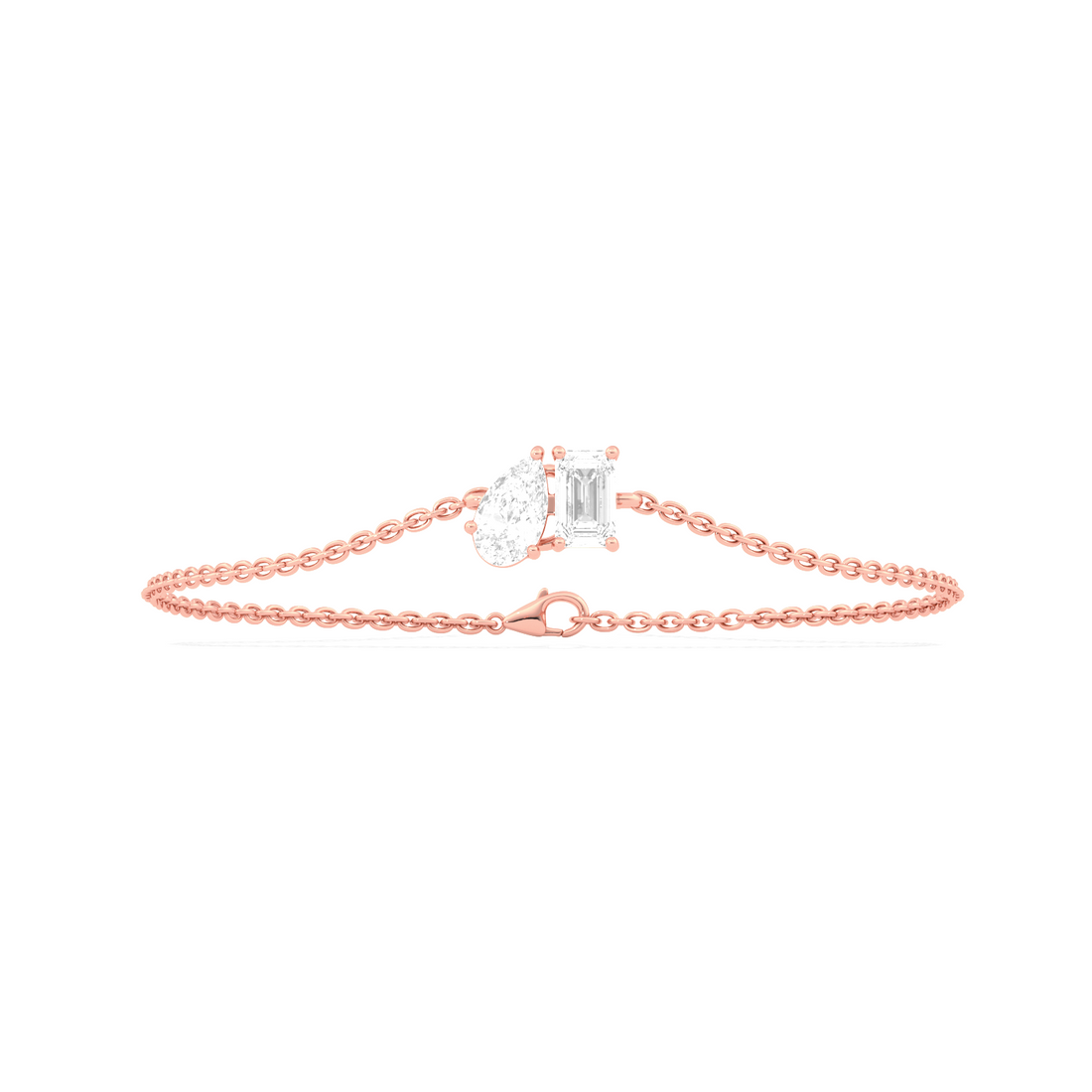 Pear & Emerald Cut Diamond Delicate Chain Bracelet
