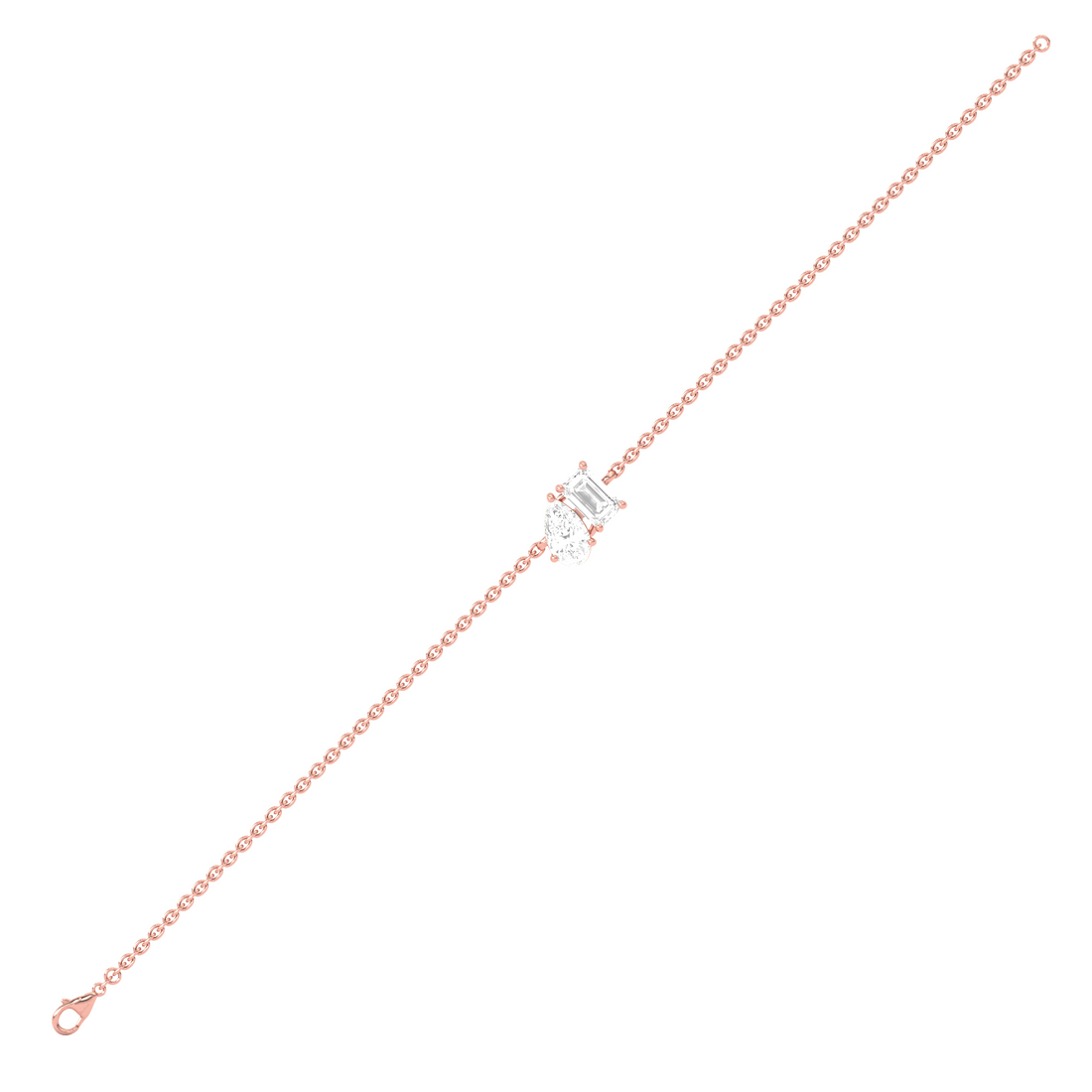 Pear & Emerald Cut Diamond Delicate Chain Bracelet