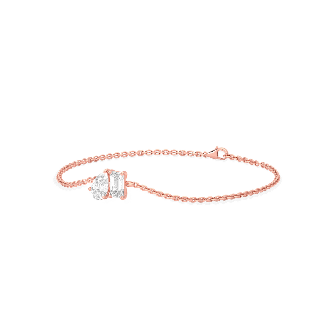 Pear & Emerald Cut Diamond Delicate Chain Bracelet