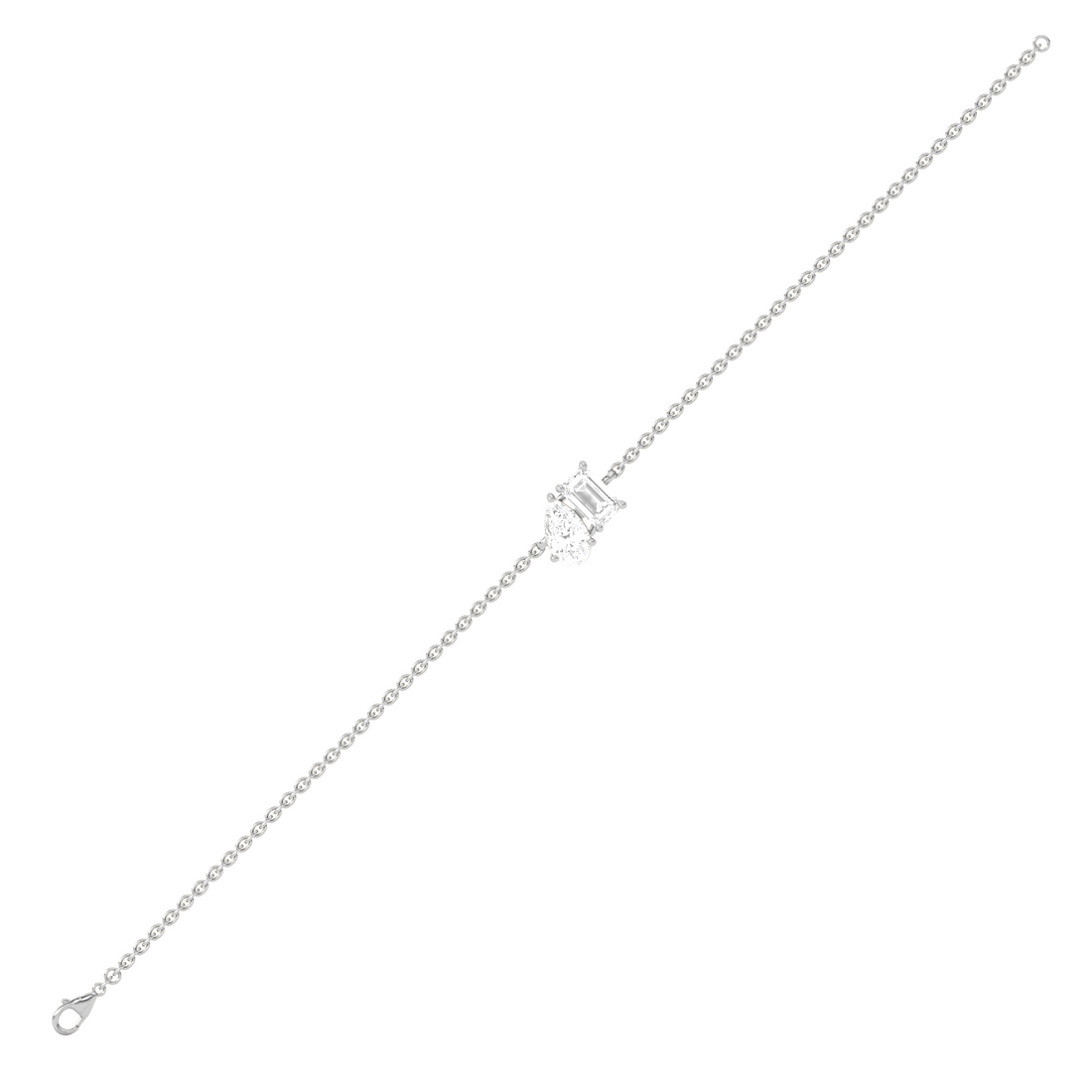 Pear & Emerald Cut Diamond Delicate Chain Bracelet
