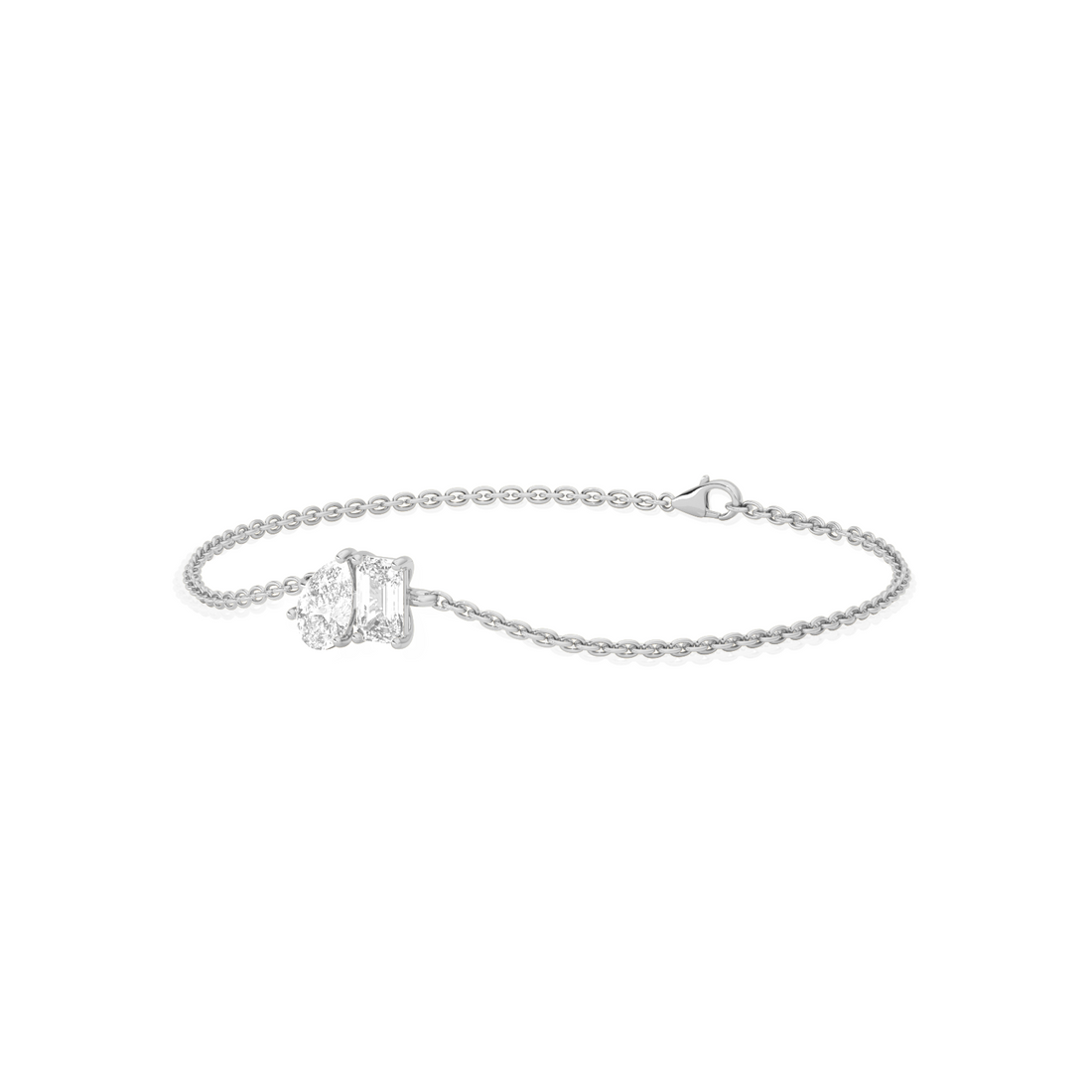 Pear & Emerald Cut Diamond Delicate Chain Bracelet