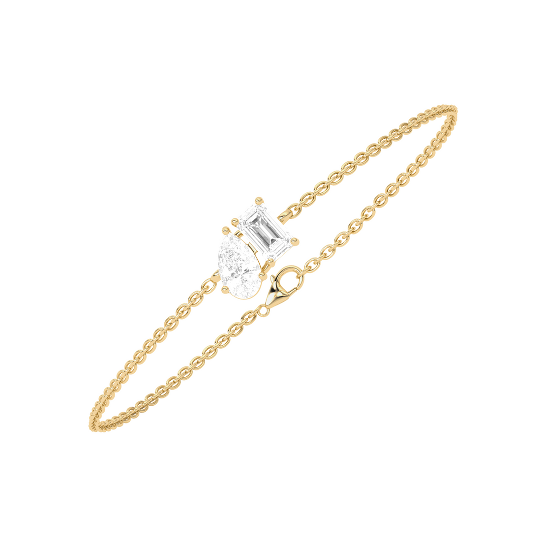 Pear & Emerald Cut Diamond Delicate Chain Bracelet