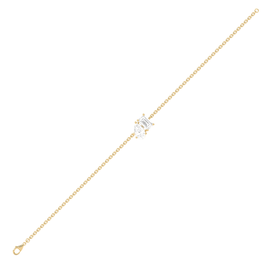 Pear & Emerald Cut Diamond Delicate Chain Bracelet