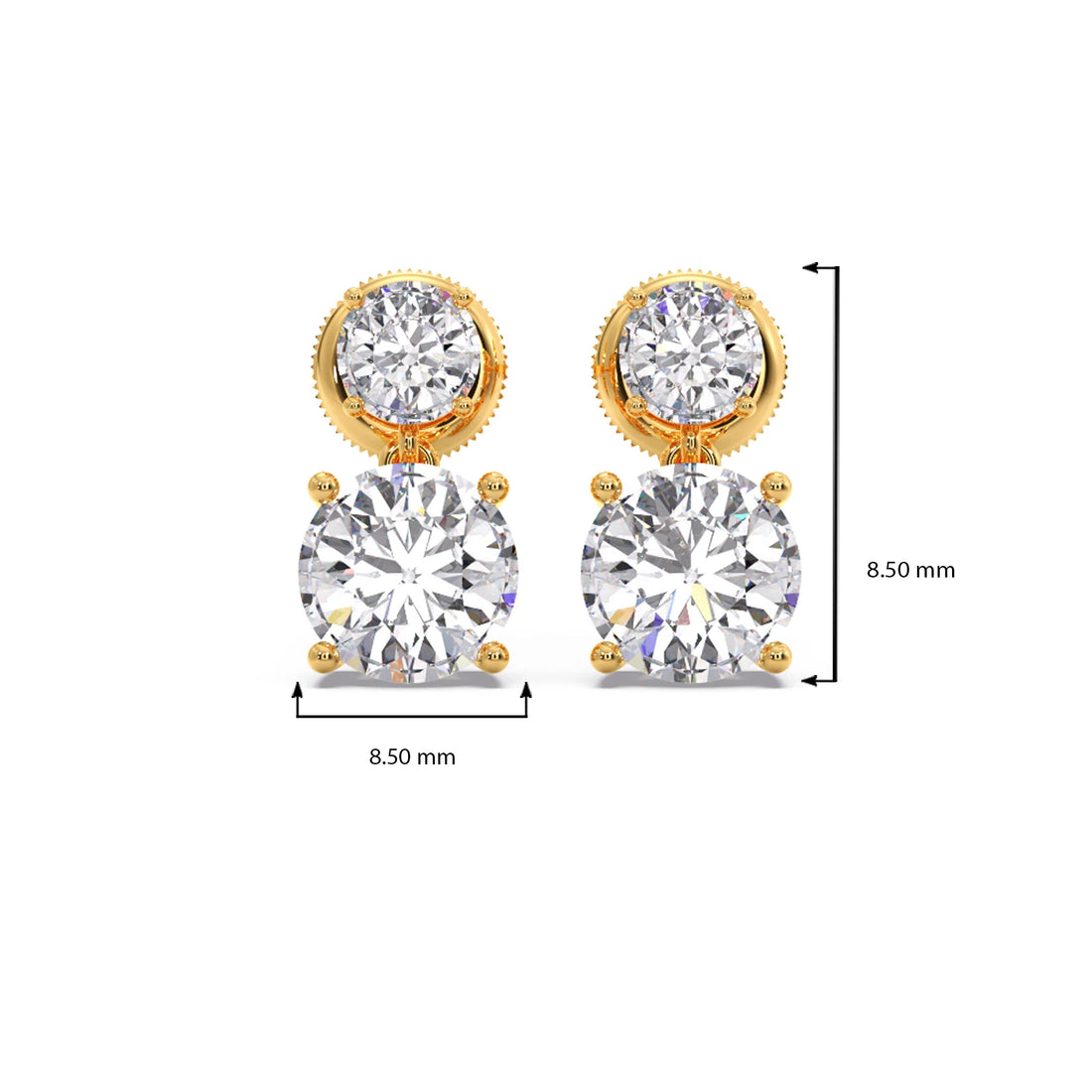 Round Diamond Drop Earrings