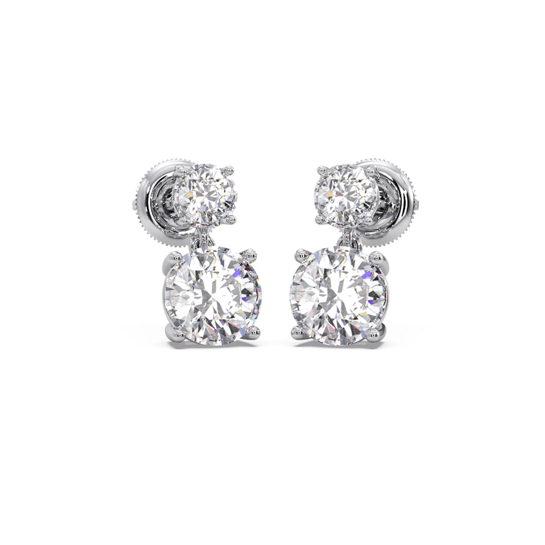 Round Diamond Drop Earrings