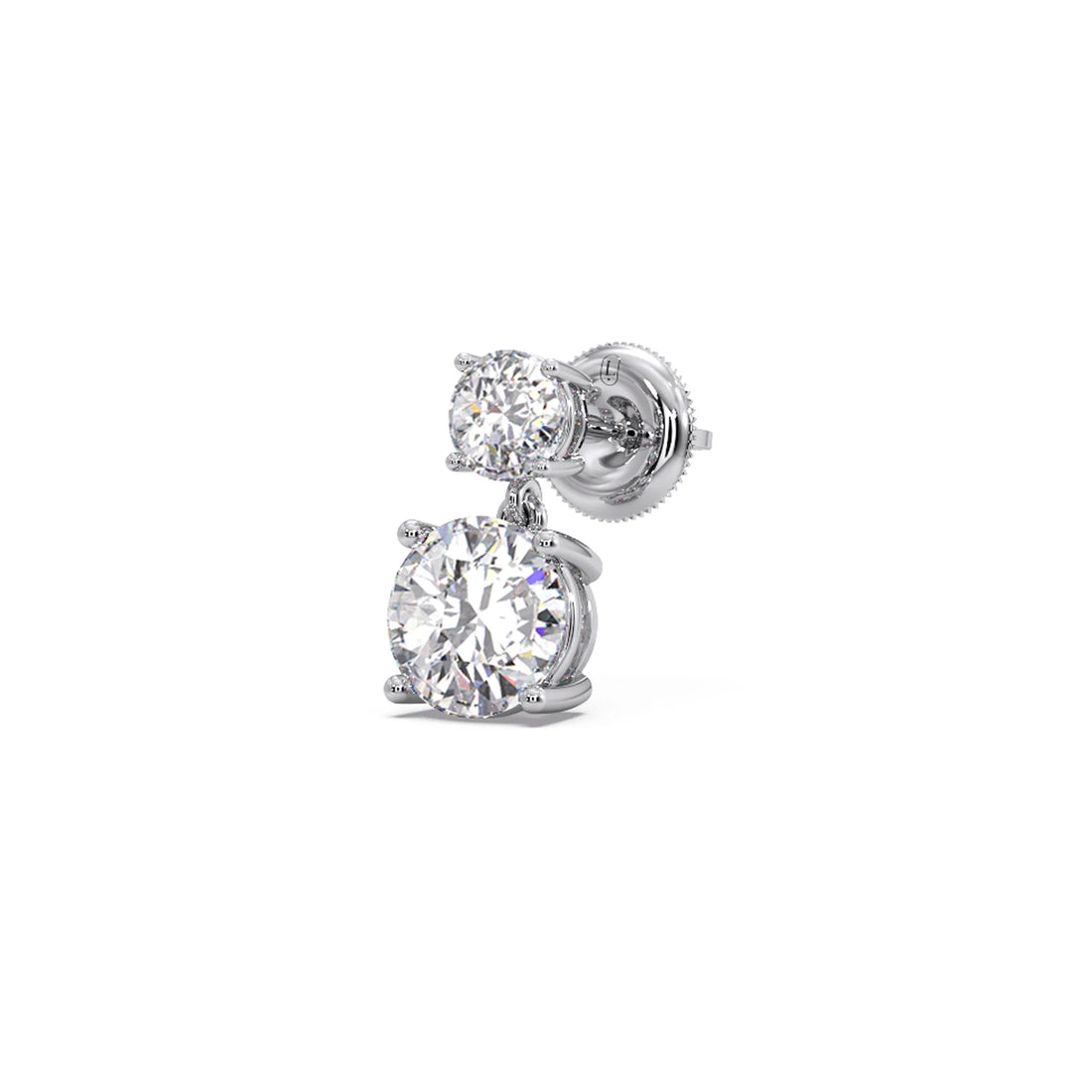 Round Diamond Drop Earrings