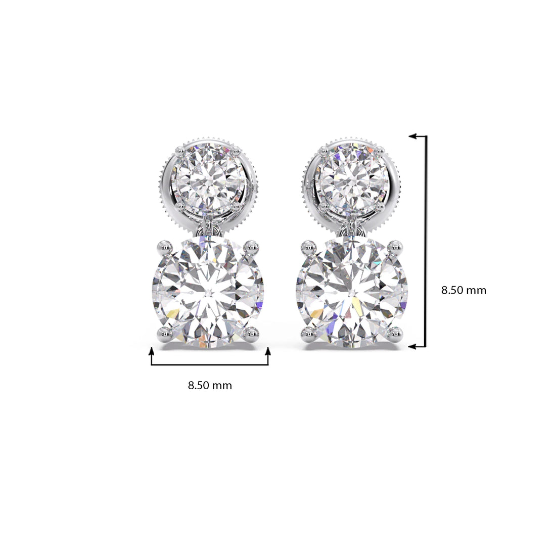 Round Diamond Drop Earrings
