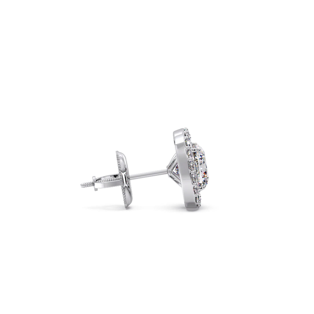 Cushion-Cut Halo Stud Earrings