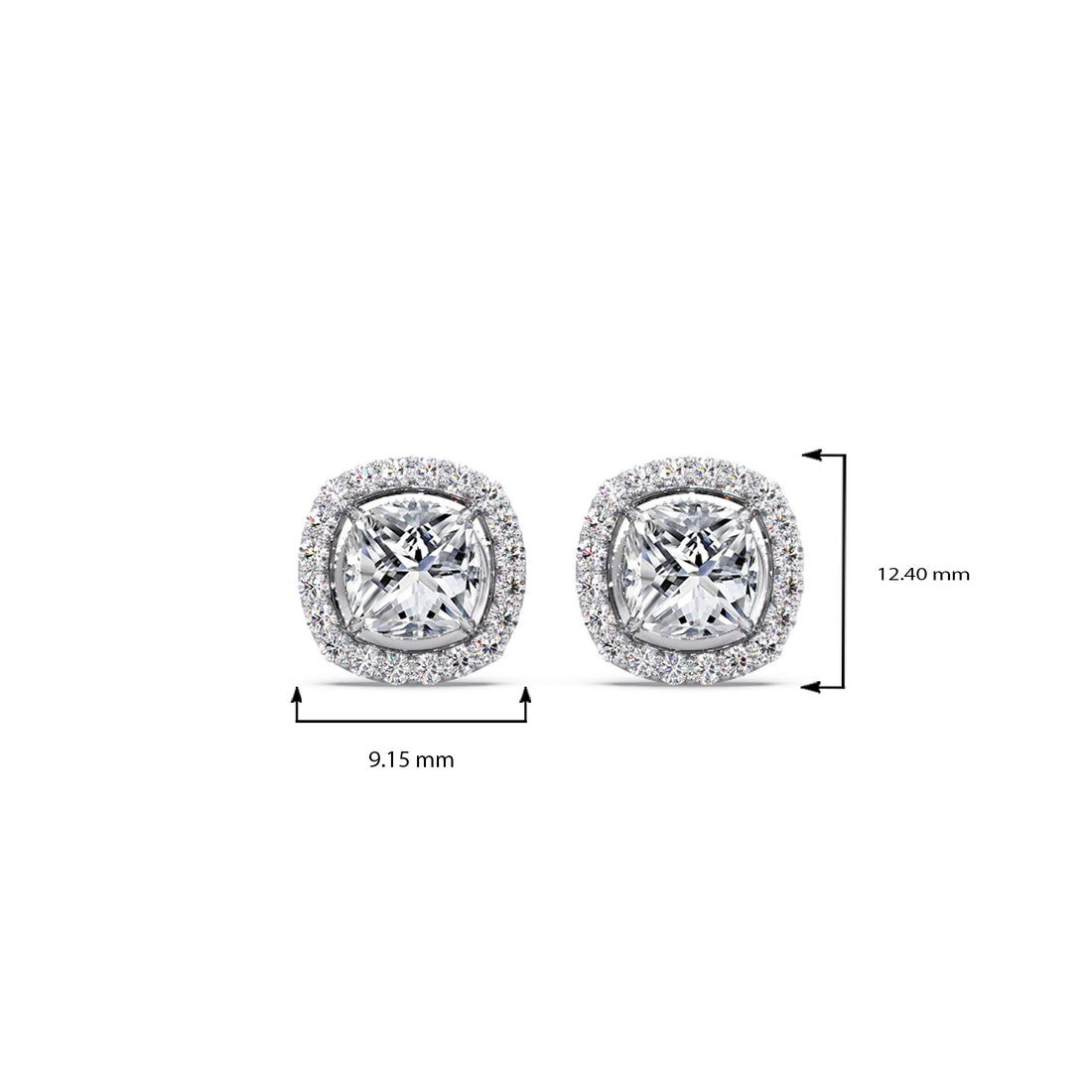 Cushion-Cut Halo Stud Earrings