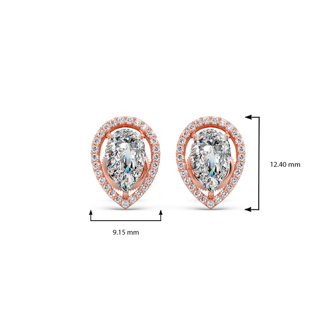 Pear-Shaped Diamond Halo Stud Earrings