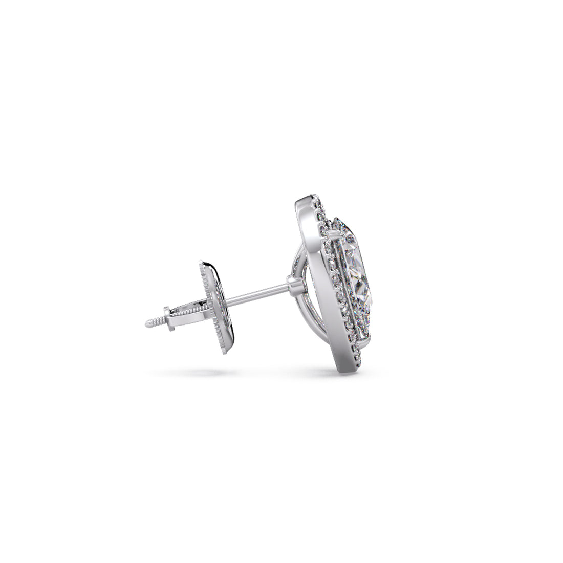 Pear-Shaped Diamond Halo Stud Earrings