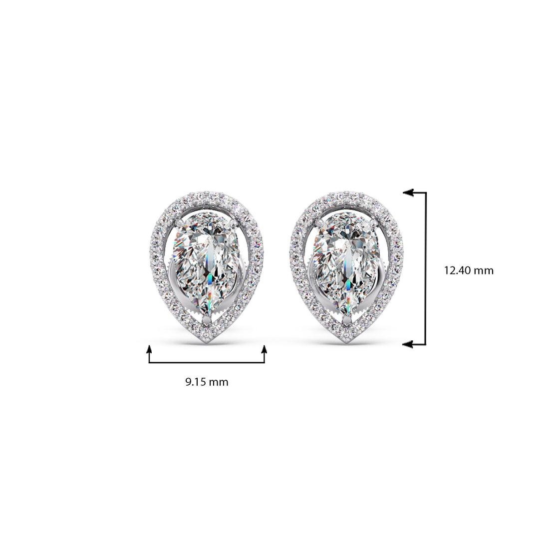 Pear-Shaped Diamond Halo Stud Earrings