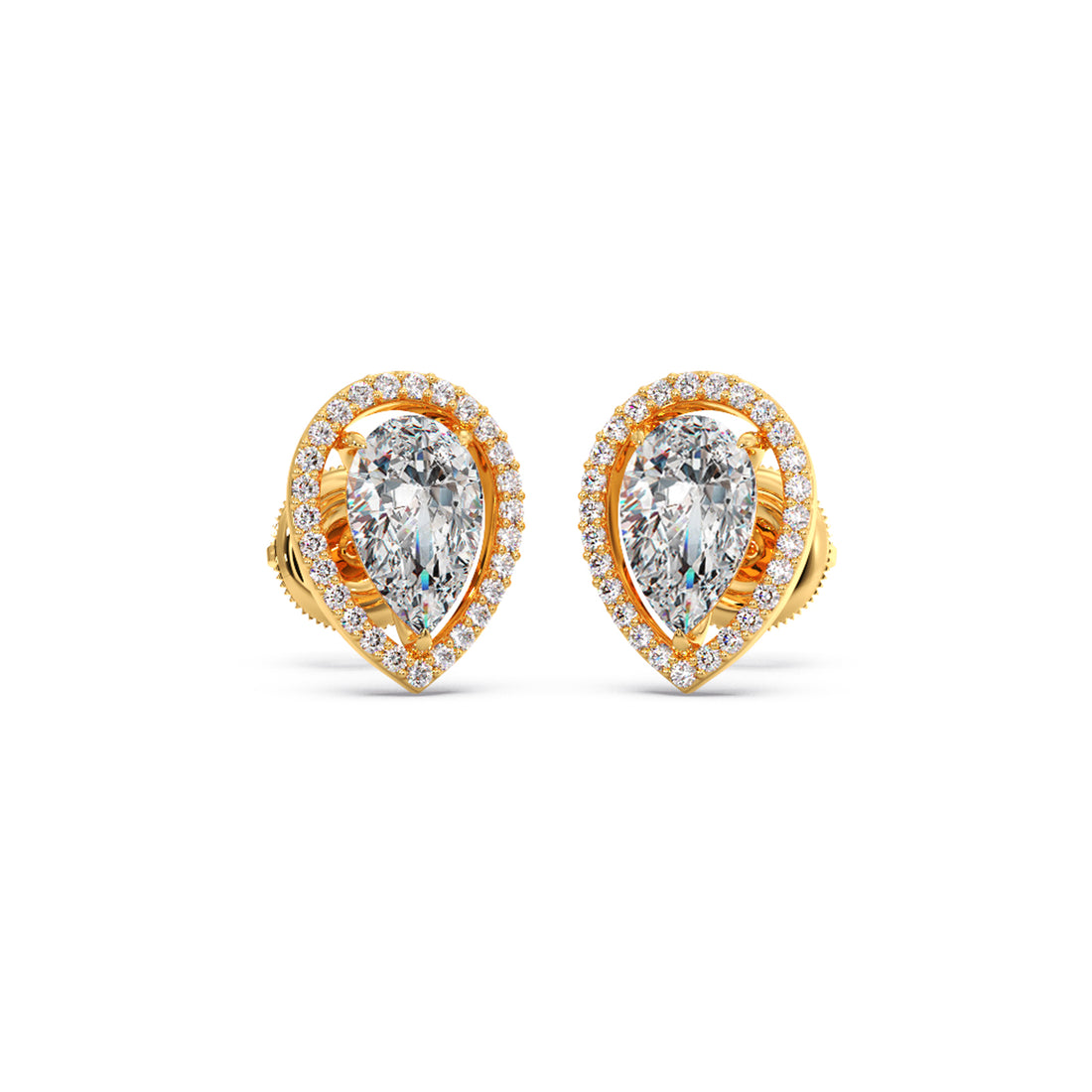 Pear-Shaped Diamond Halo Stud Earrings