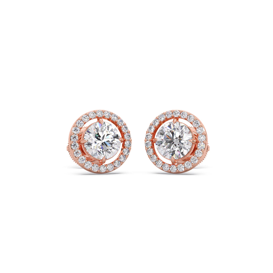 Round Halo Stud Earrings