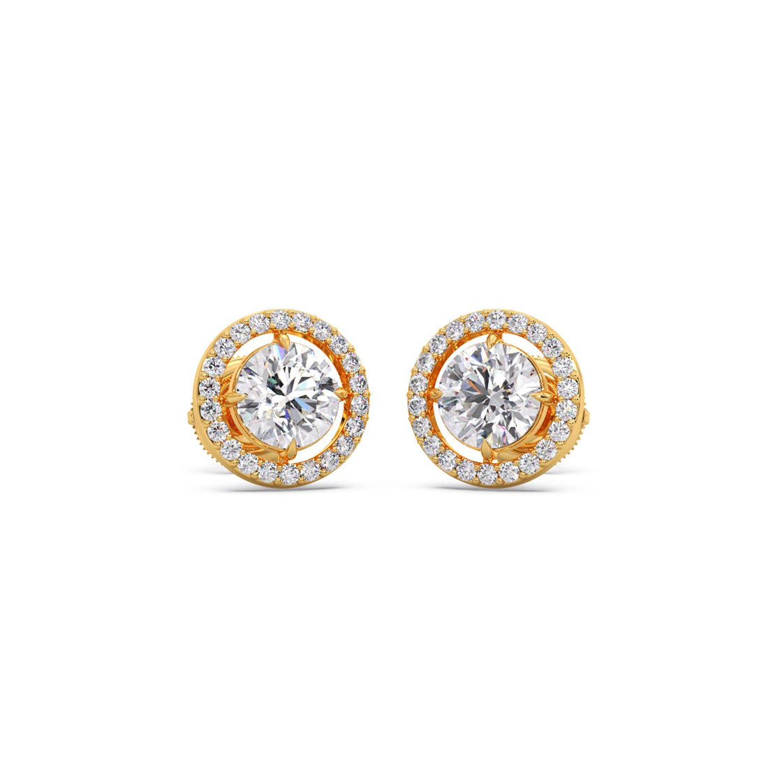 Round Halo Stud Earrings