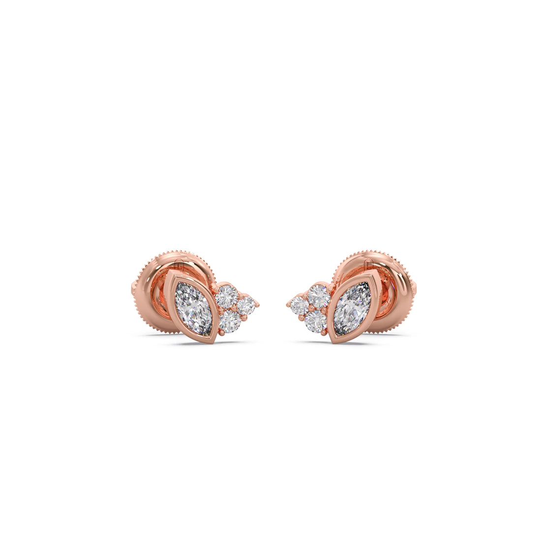 Marquise Cut Diamond Cluster Stud Earrings