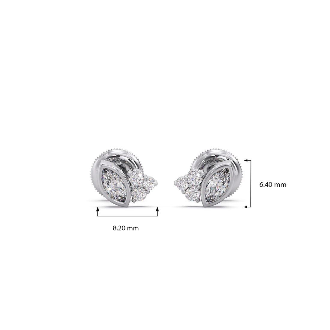 Marquise Cut Diamond Cluster Stud Earrings