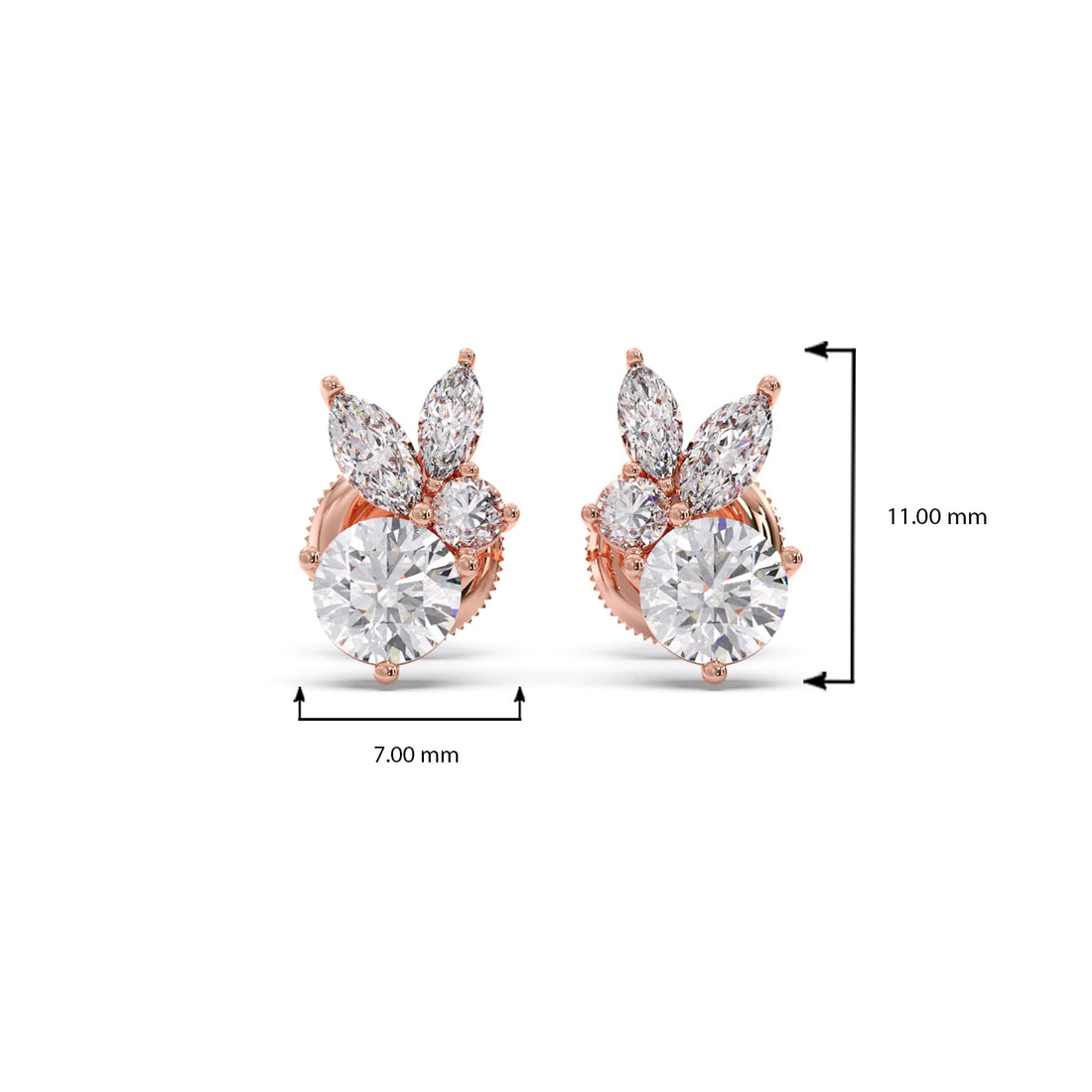 Diamond Floral Cluster Stud Earrings