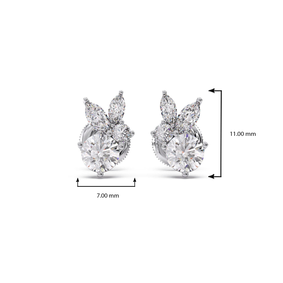 Diamond Floral Cluster Stud Earrings