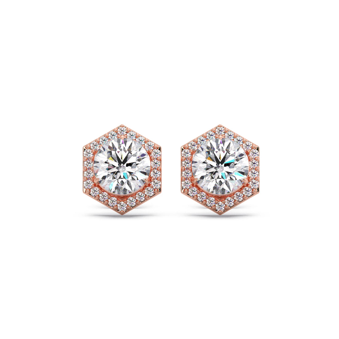 Hexagon Halo Stud Earrings