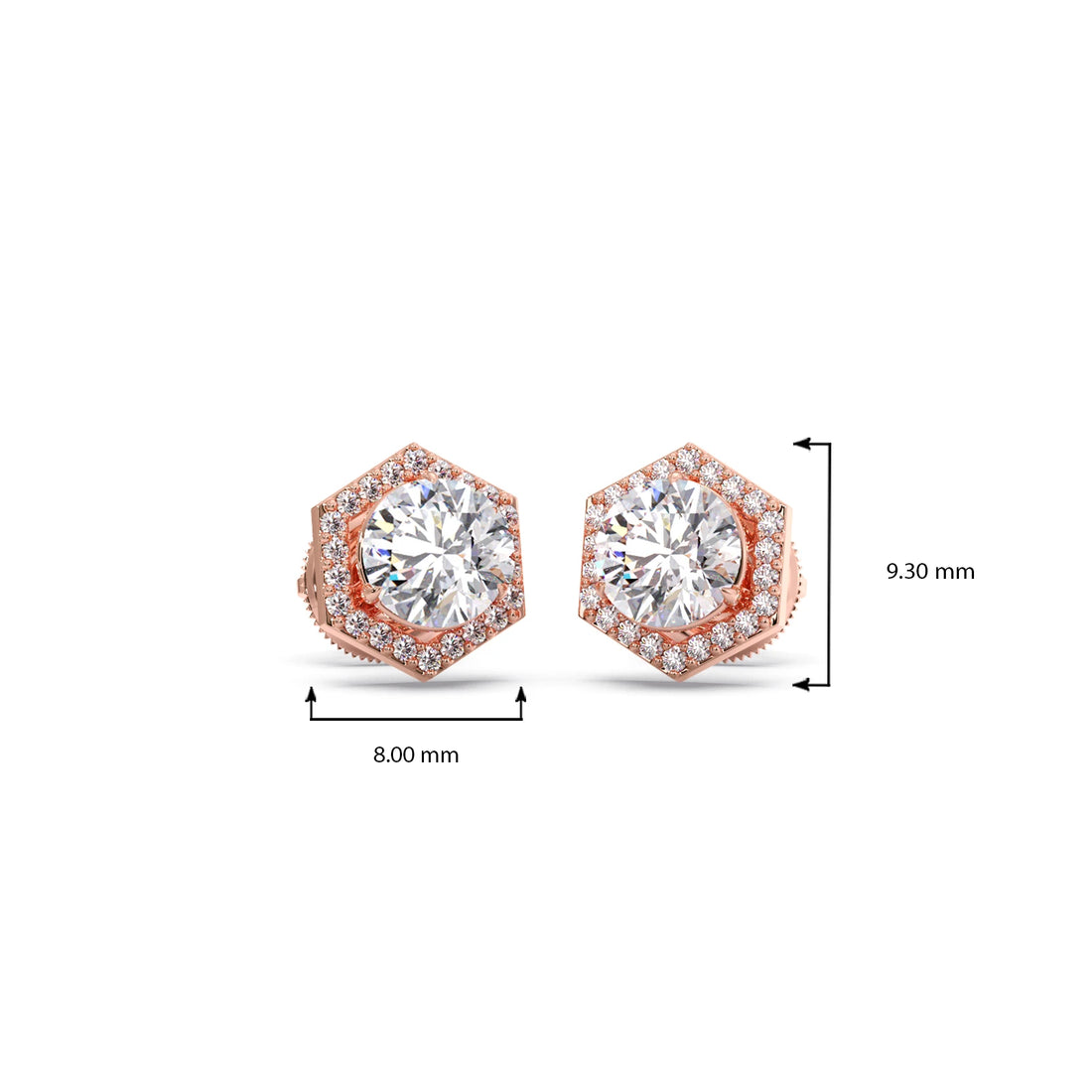 Hexagon Halo Stud Earrings