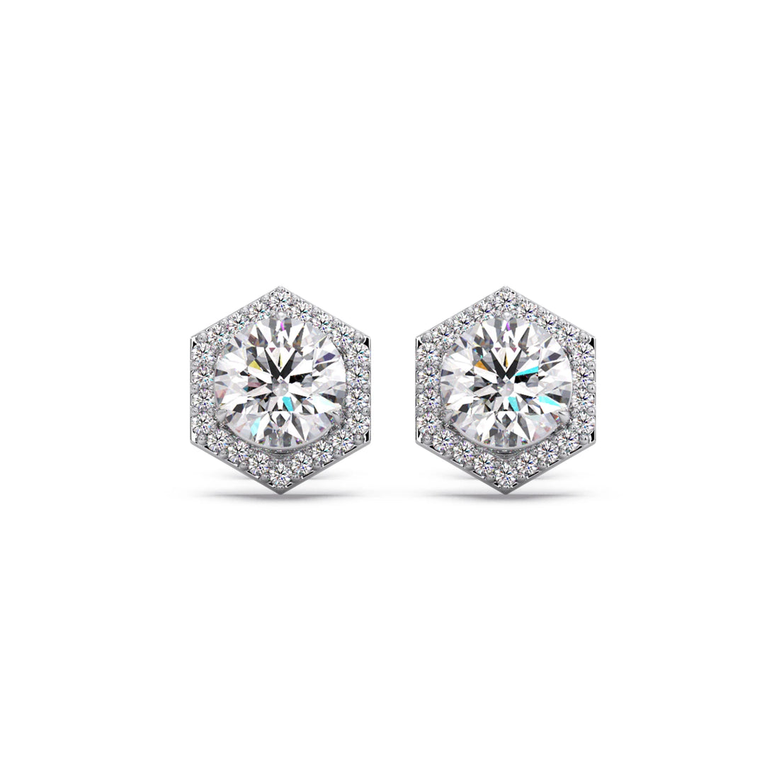 Hexagon Halo Stud Earrings
