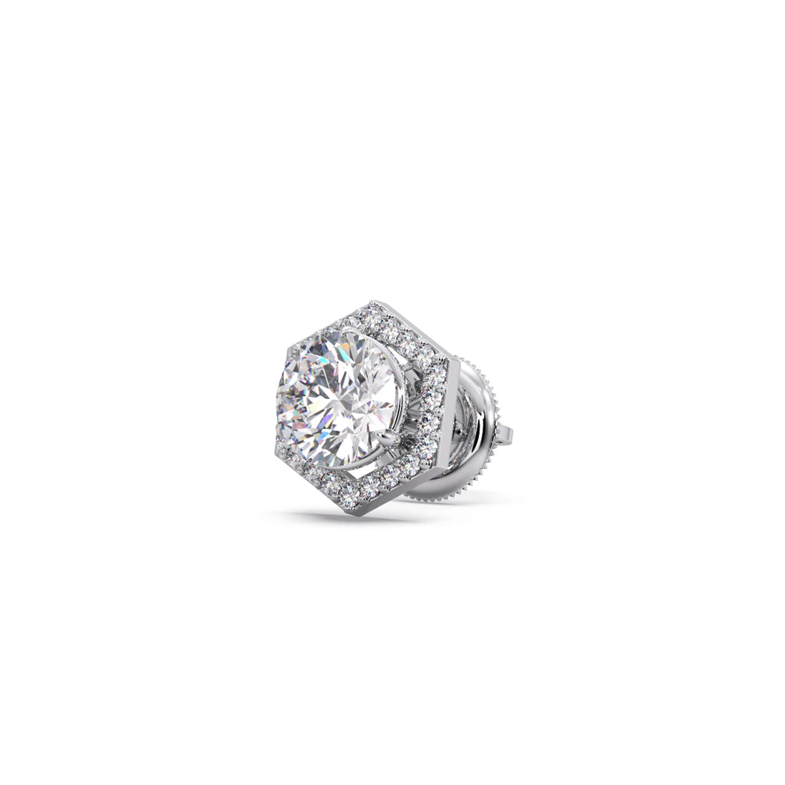 Hexagon Halo Stud Earrings