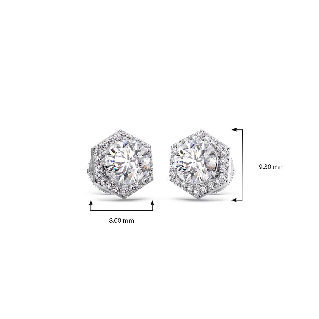 Hexagon Halo Stud Earrings