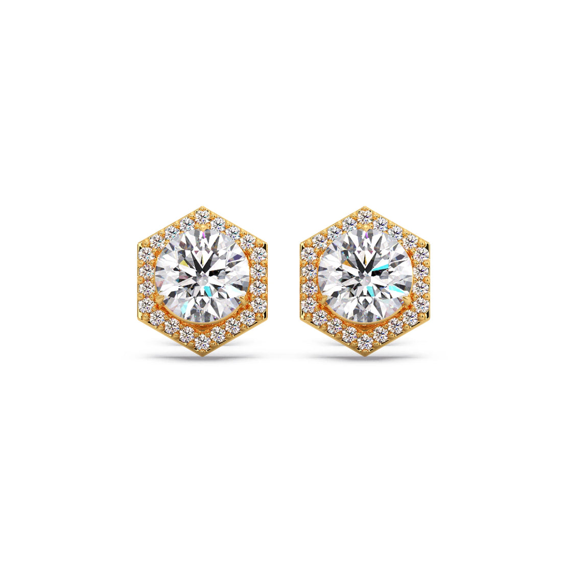 Hexagon Halo Stud Earrings