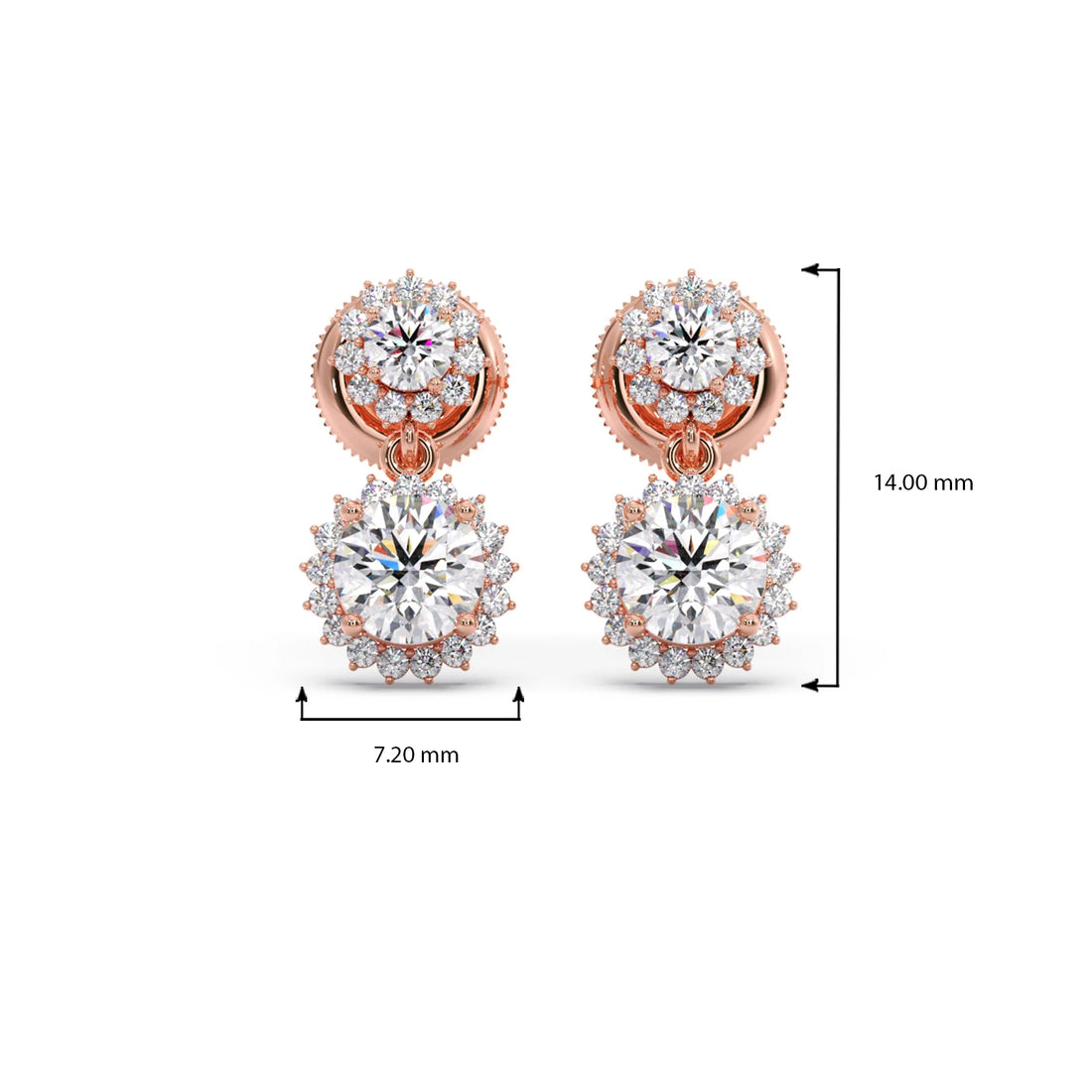 Double Halo Diamond Drop Earrings
