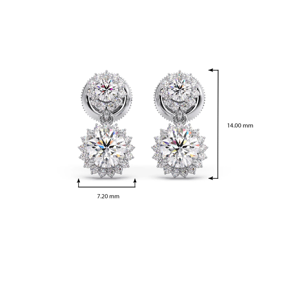 Double Halo Diamond Drop Earrings