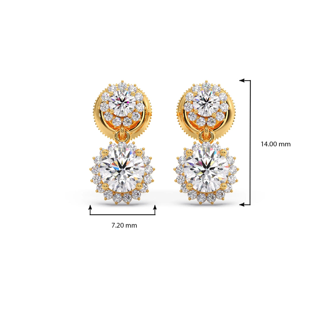 Double Halo Diamond Drop Earrings