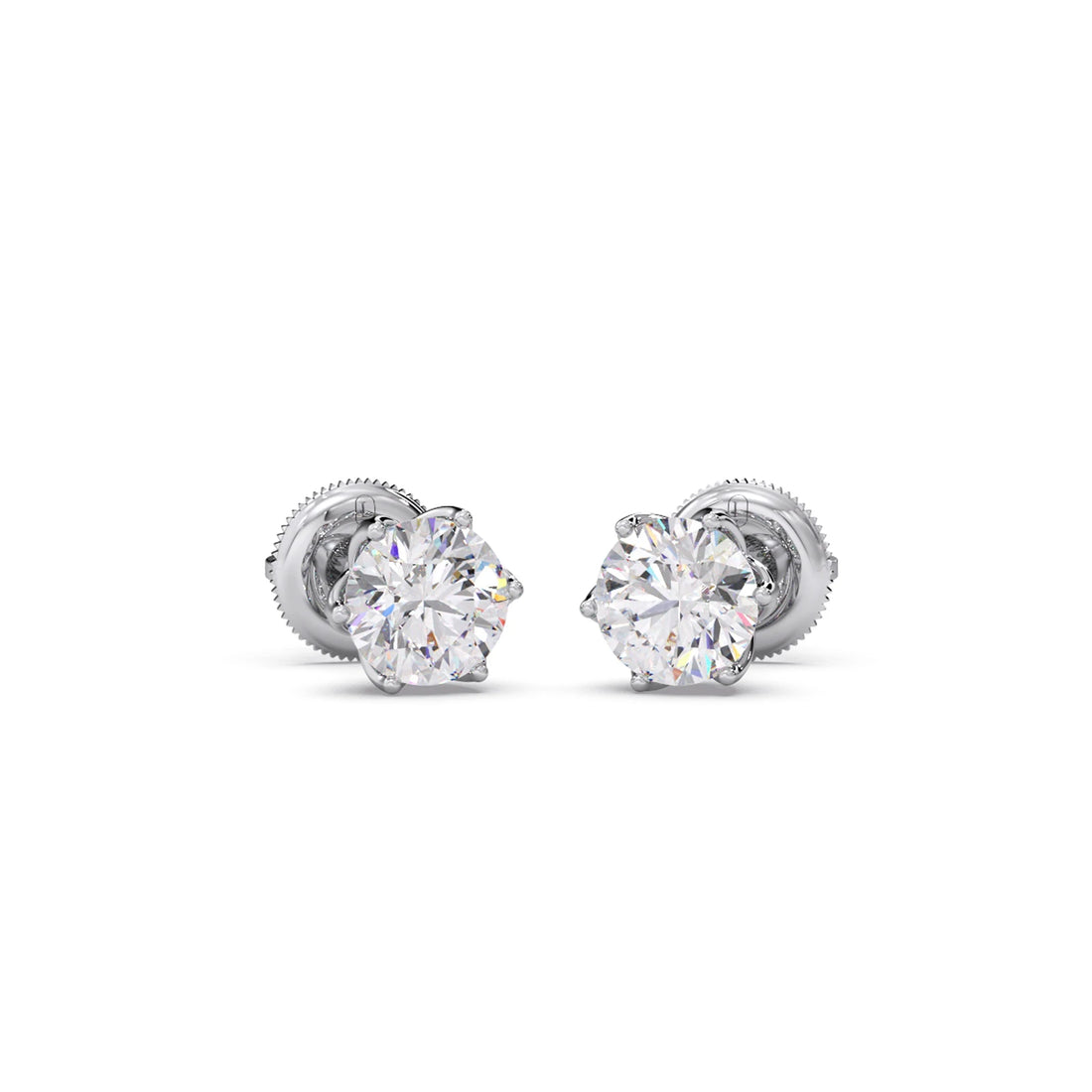 6 prong solitaire stud 1.5 cts