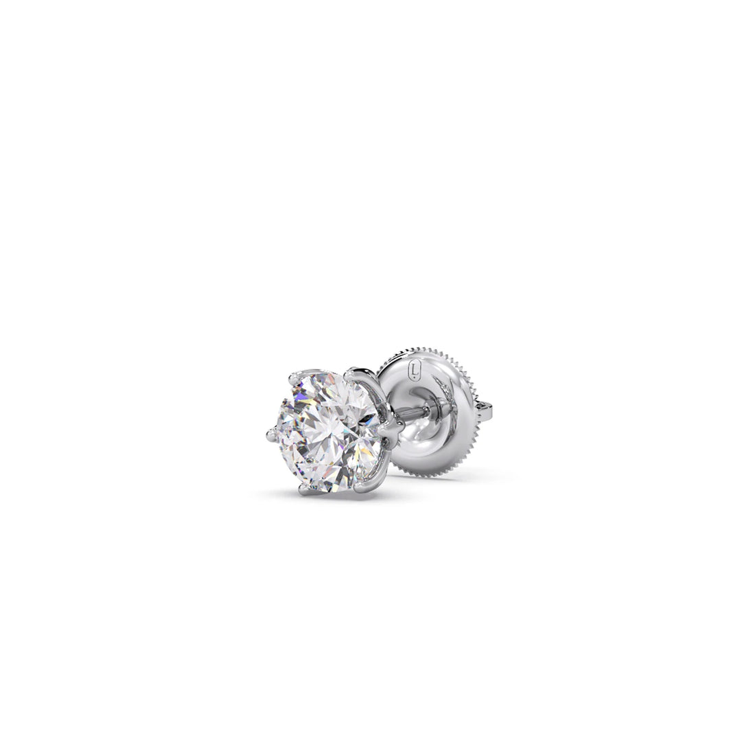 6 prong solitaire stud 1.5 cts