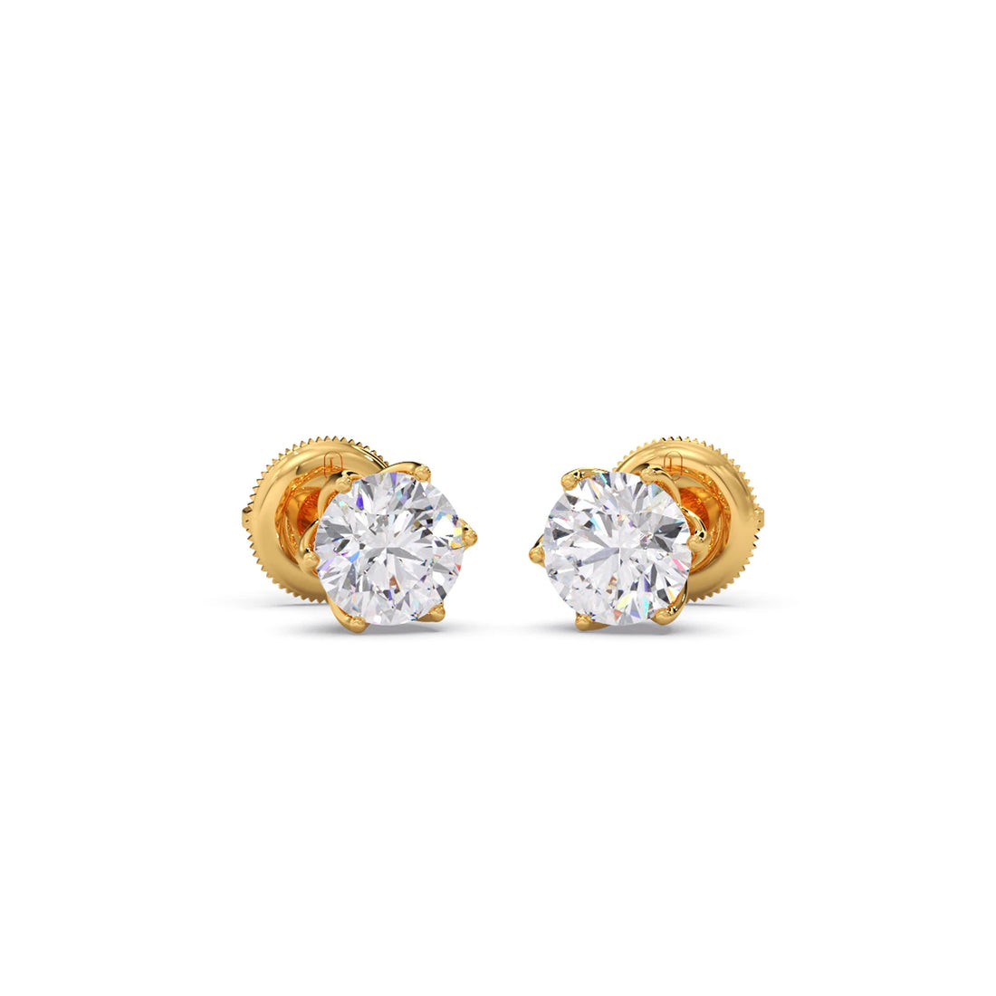6 prong solitaire stud 1.5 cts