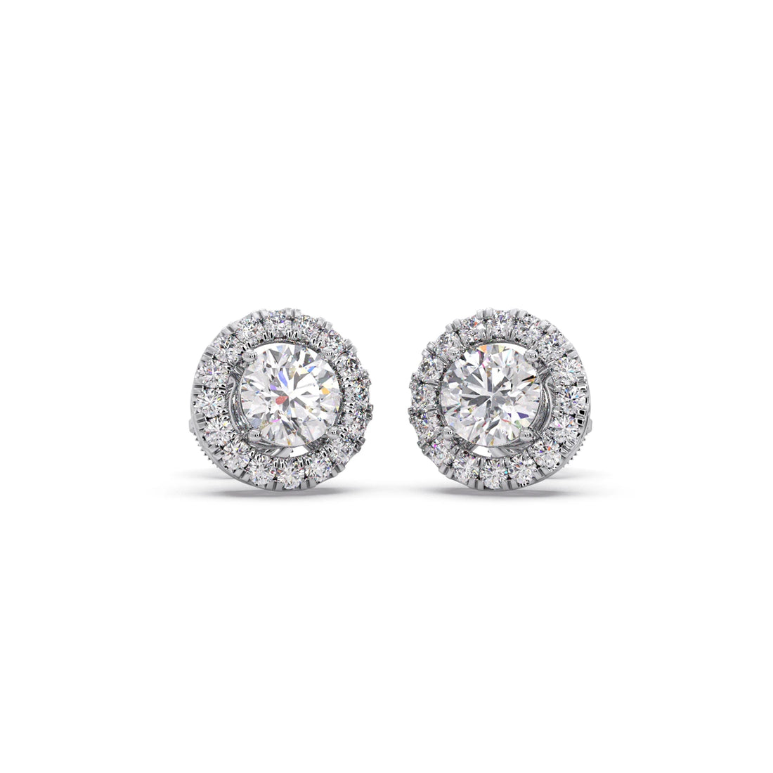 Round Shape LGD Earrings with Halo Setting