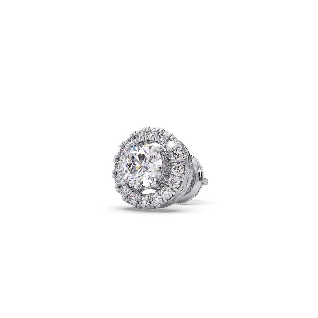 Round Shape LGD Earrings with Halo Setting