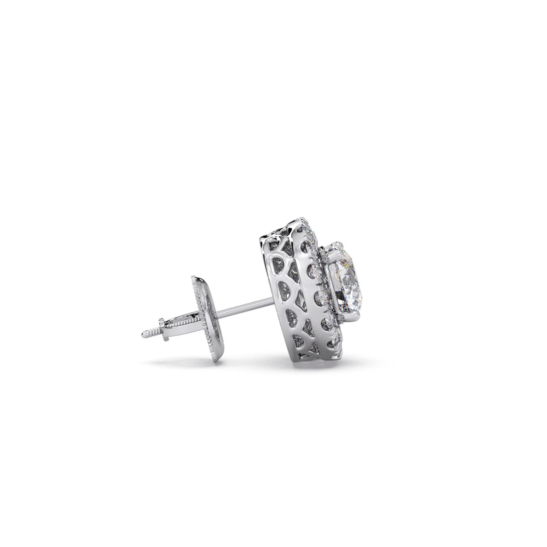 Round Shape LGD Earrings with Halo Setting