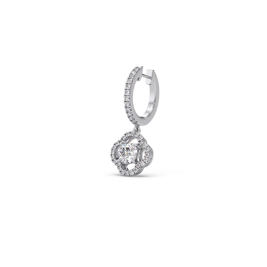 Floral Halo Diamond Hoop Earrings
