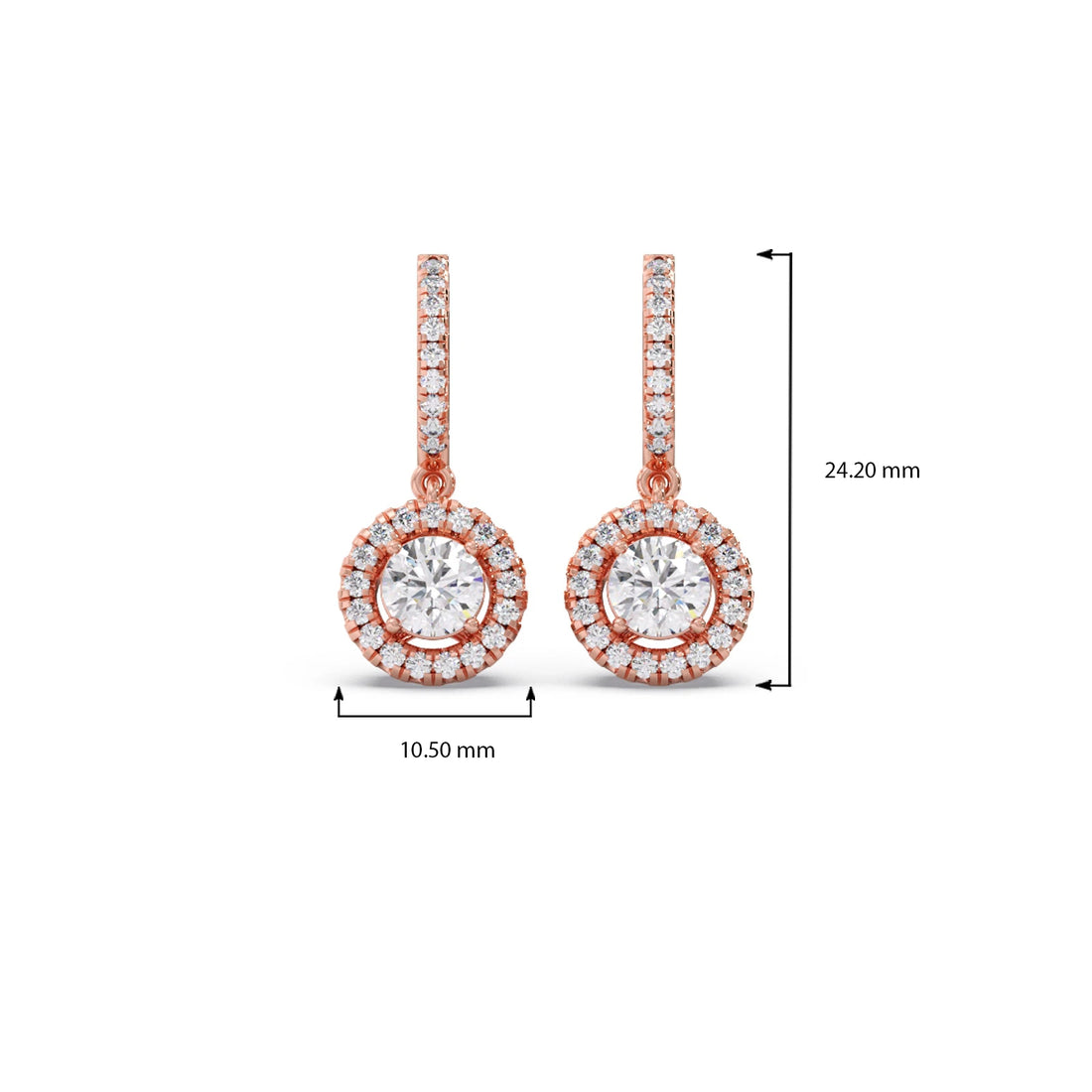 Halo Round Brilliant Drop Hoop Earrings