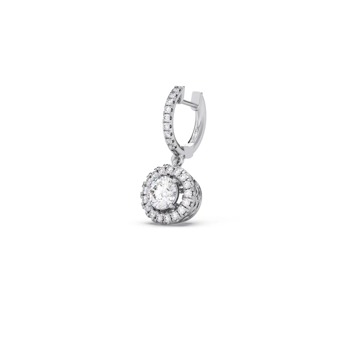 Halo Round Brilliant Drop Hoop Earrings