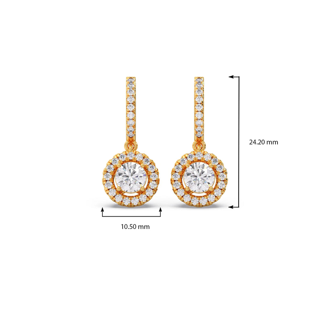 Halo Round Brilliant Drop Hoop Earrings