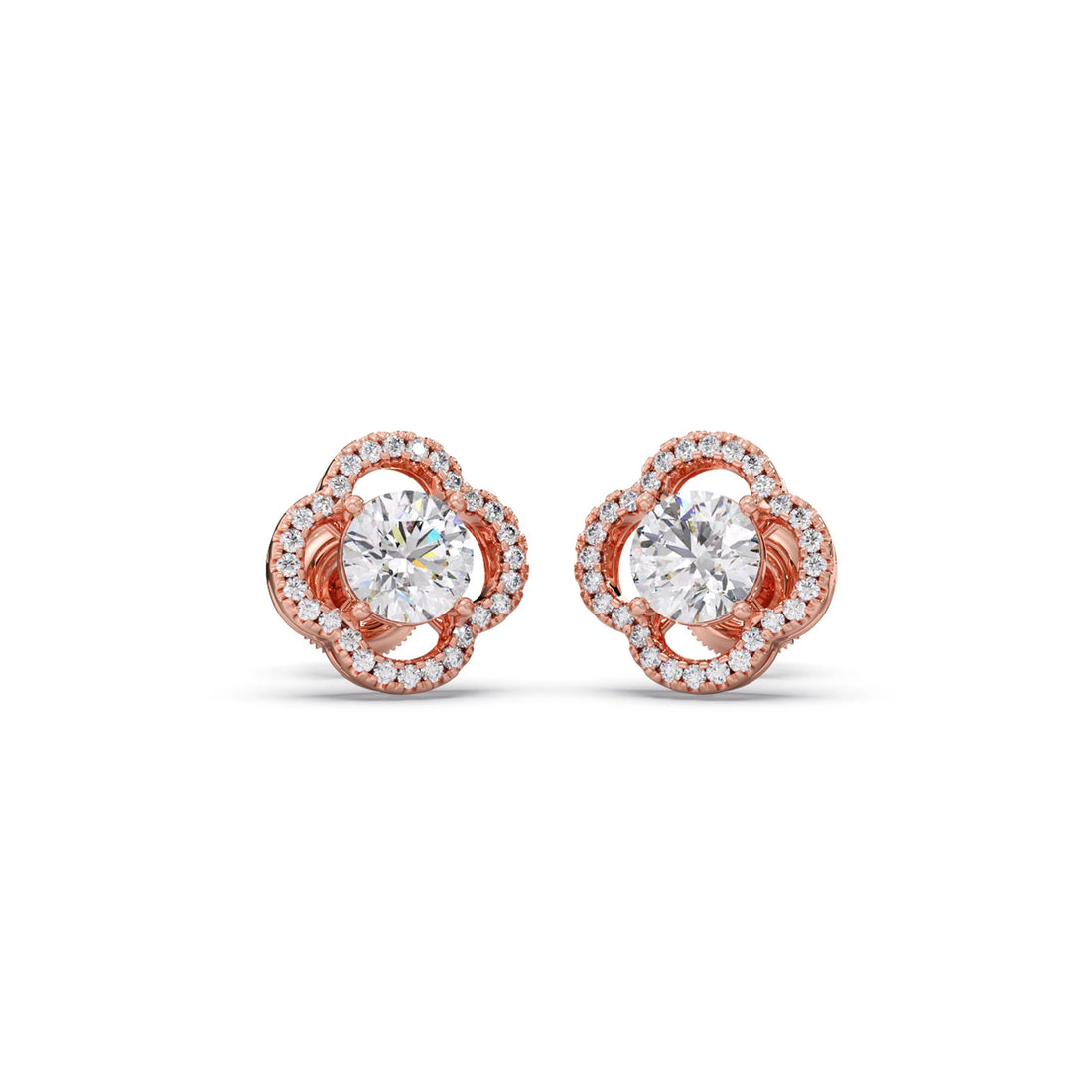 Floral Diamond Halo Studs