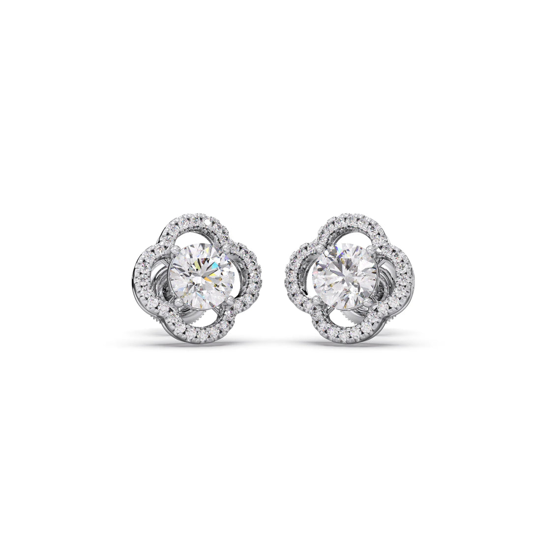 Floral Diamond Halo Studs