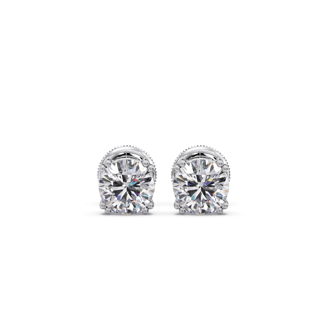 Classic Round Solitaire Stud Earrings - 1.80 Cts